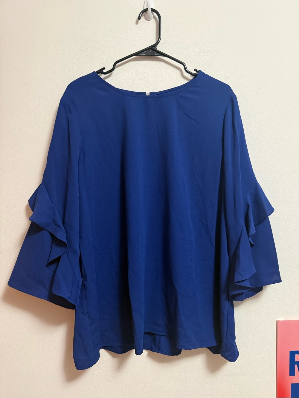 Alfani Royal Blue Ruffle Sleeve Blouse